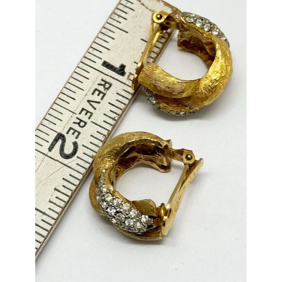 Vintage KJL Rhinestone gold hoop earrings - Picture 8 of 9